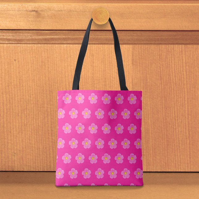 Pink Moss Rose Seamless Pattern Tote Bag Tasche (Tote bag with seamless pattern of a pink moss rose)
