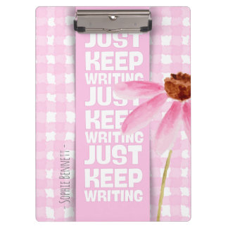 Pink Motivational Gingham Klemmbrett