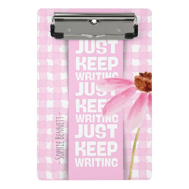 Pink Motivational Gingham Mini Klemmbrett (Vorderseite)
