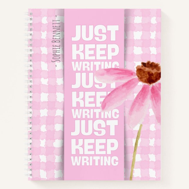 Pink Motivational Gingham Notizbuch (Vorderseite)