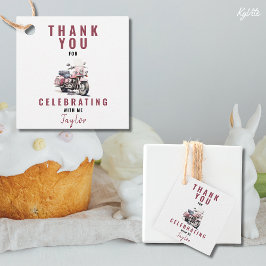 Pink Motorbike Square Gefallen Tag Geschenkanhänger