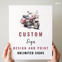 Pink Motorrad Geburtstag Custom-Zeichen