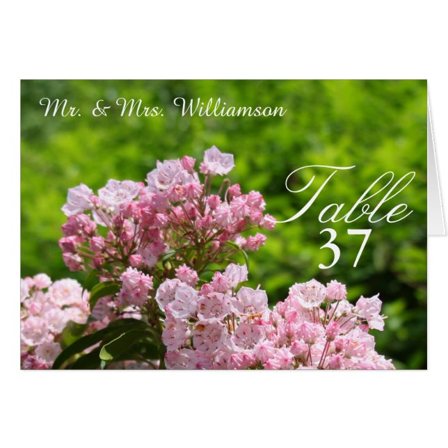 Pink Mountain Laurel Mariage Table Cartes de tente (Devant Horizontal)