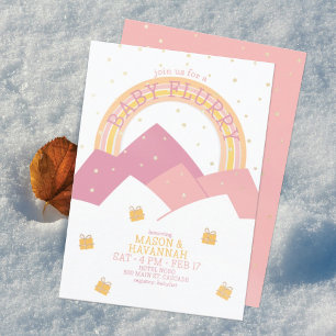 Pink Mountain Snow Flurry Baby Dusche Einladung