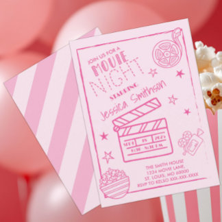 Pink Movie Night Partys Geburtstag Einladung