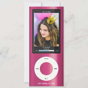 Pink MP3-Musikplayer II Geburtstag Einladung