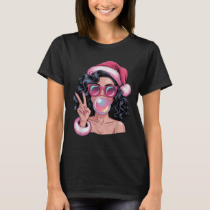 Pink Mrs African Santa Blows Blubble Gum Funny Ch T-Shirt