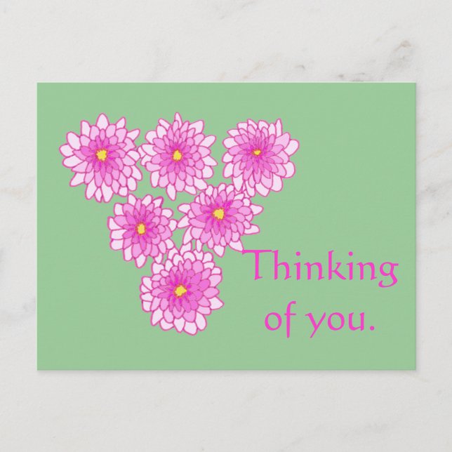 Pink Mums Blume Denken Sie an Postkarten (Vorderseite)