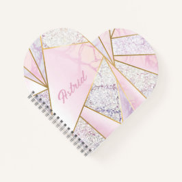 Pink Murble Elegant Heart Notebook Scketbook Notizbuch