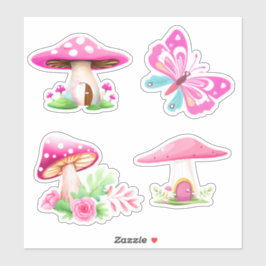 Pink Mushroom-Aufkleber aus Vinyl Aufkleber