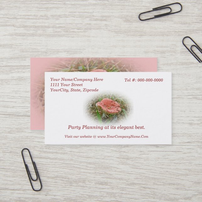 Pink Mushroom Business Card Visitenkarte (Vorderseite/Rückseite Beispiel)