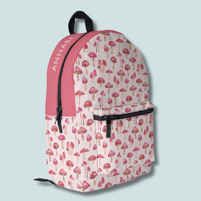 Pink Mushroom-Muster Bedruckter Rucksack (pink mushroom pattern backpack)