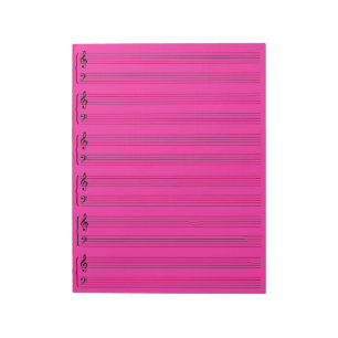 Pink Music Sheet Paper Notepad Notizblock