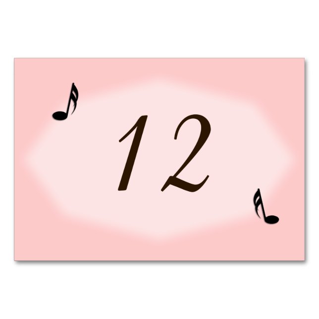 Pink Music Theme Wedding Tischnummer Placecards (Rückseite)
