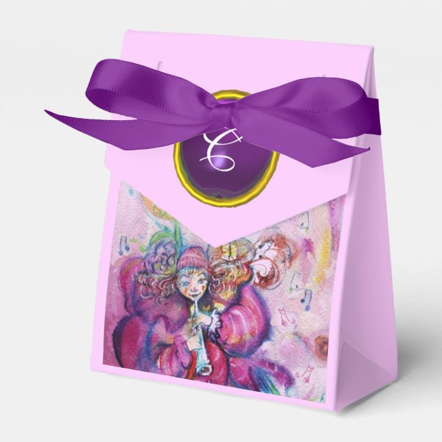 PINK MUSICAL CLOWING LILA GEM STONE MONOGRAM GESCHENKSCHACHTEL (Vorderseite)