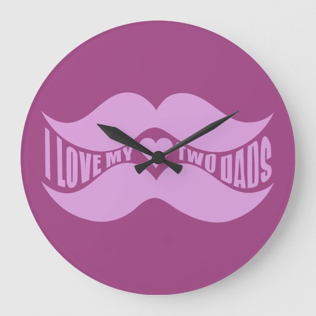 Pink Mustaches Uhruhr Große Wanduhr (Vorderseite)