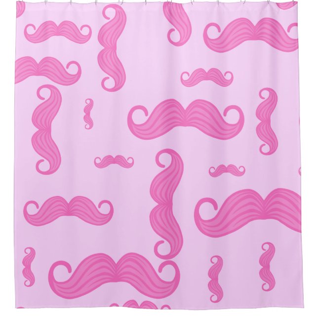 Pink Mustashe Pattern Duschvorhang (Vorderseite)
