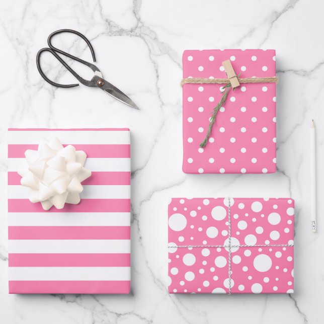 Pink Muster Wrapping Paper Sheet Set Geschenkpapier Set (Vorderseite)