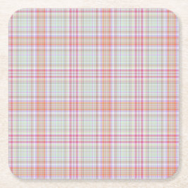 Pink 'n Green Geometric Kariert Rechteckiger Pappuntersetzer