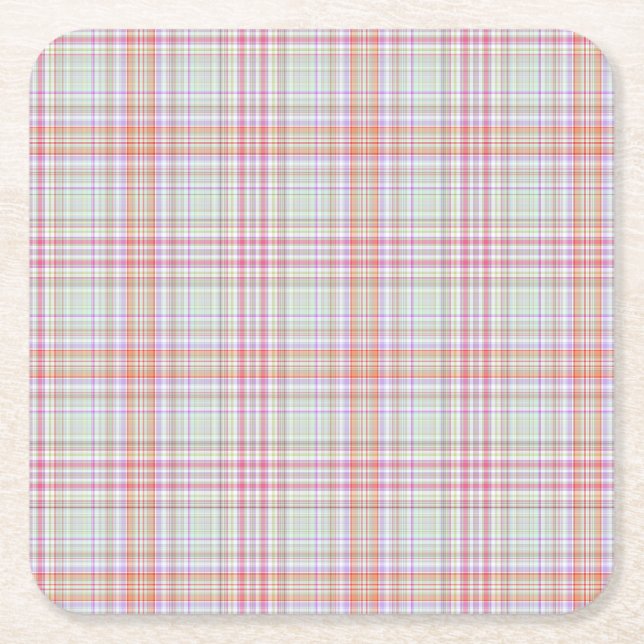 Pink 'n Green Geometric Kariert Rechteckiger Pappuntersetzer (Vorderseite)
