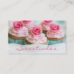 Pink n' Teal Rose Cupcake Bäckerei Visitenkarte