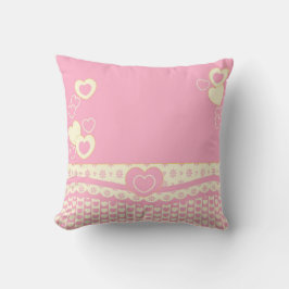 Pink n White Heart n Lace Pillow Kissen