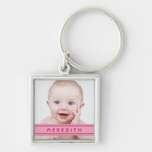 Pink Name Baby Foto Template Schlüsselanhänger