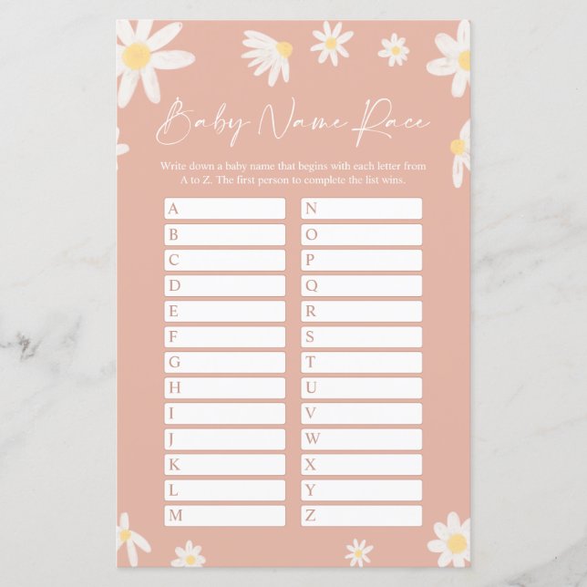 Pink Name Race Baby Duschkarte (Vorderseite)