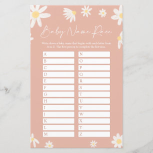 Pink Name Race Baby Duschkarte