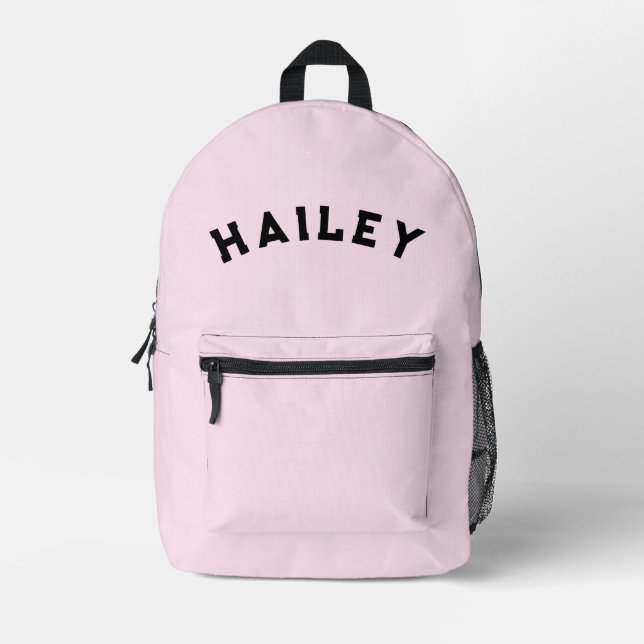 Pink Name School Backpack for Kids Bedruckter Rucksack (Vorderseite)