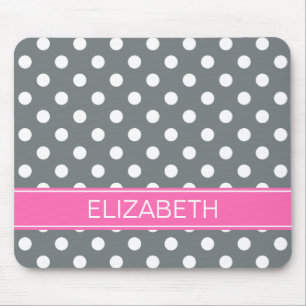 Pink-Namen-Monogramm der Holzkohlen-weißes Mousepad