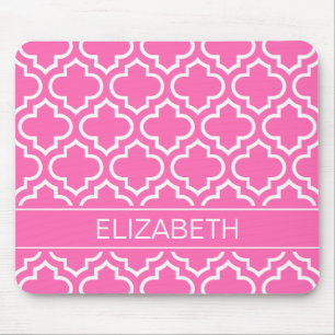 Pink-Namen-Monogramm des Pink-weißes Marokkaner-# Mousepad
