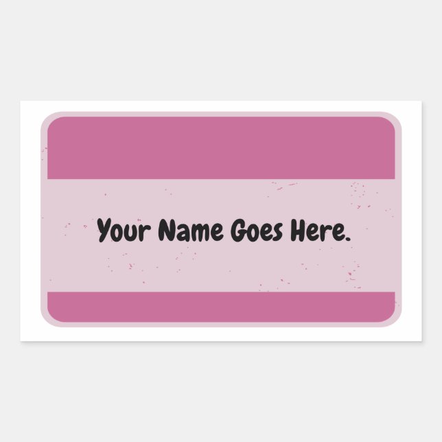 Pink-Namensmarke Rechteckiger Aufkleber (Vorderseite)