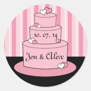 Pink Names Wedding Cake Wedding Sticker