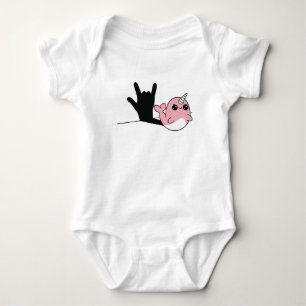 Pink Narwhal ASL I Liebe You - Deaf Culture Design Baby Strampler