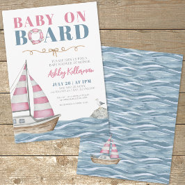 Pink Nautical Baby Dusche Einladung