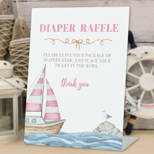 Pink Nautical Baby Dusche Windeln Raffel Sockelschild