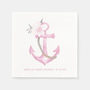 Pink Nautical Floral Ankerdusche Serviette