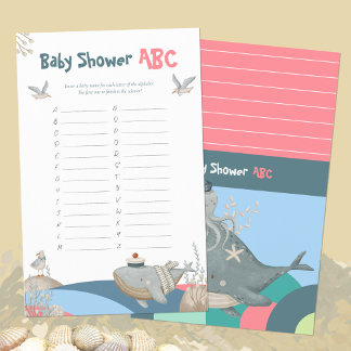Pink Nautical Whale Baby Shower ABC heißt Spiel