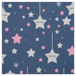 Pink Navy Blue Gray Stars Baby Girl Kinderzimmer Stoff