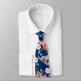 Pink Navy Blue Watercolor Rose Muster Hochzeit Krawatte