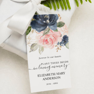 Pink Navy Blumenfutter Gedenkfeier Beerdigung Geschenkanhänger