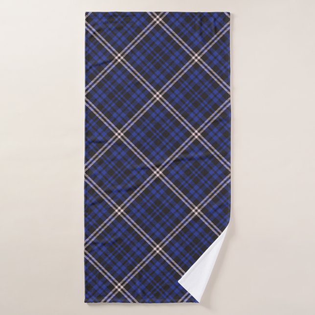 Pink Navy Diagonal Plaid Tartan textured Seamless  (Serviette de bain)