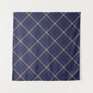 Pink Navy Diagonal Plaid Tartan textured Seamless Wandteppich