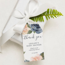 Pink Navy Floral Baby Dusche Wasserfarbe Vielen Da