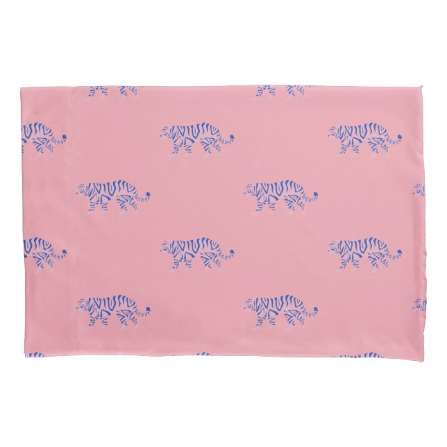 Pink & Navy Tiger Muster für Kinder, Teens, Mädche Kissenbezug (Vorderseite)