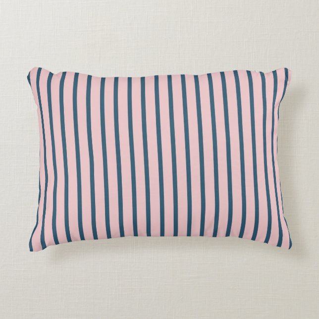 Pink Navy Vertikales Streifenmuster Dekokissen (Vorderseite)