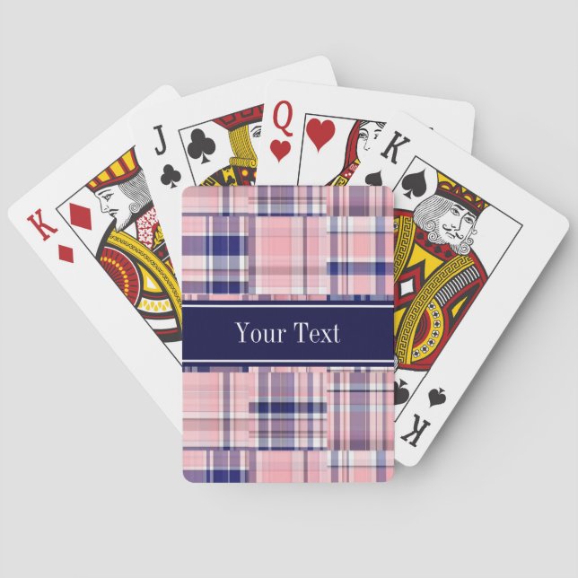 Pink Navy Welpe Patchwork Madras N Monogram Spielkarten (Rückseite)