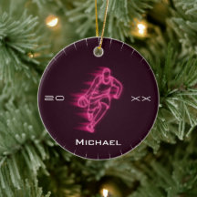 Pink Neon Basketball Player Ghost Silhouette Name