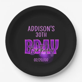 Pink Neon Birthday Pappteller